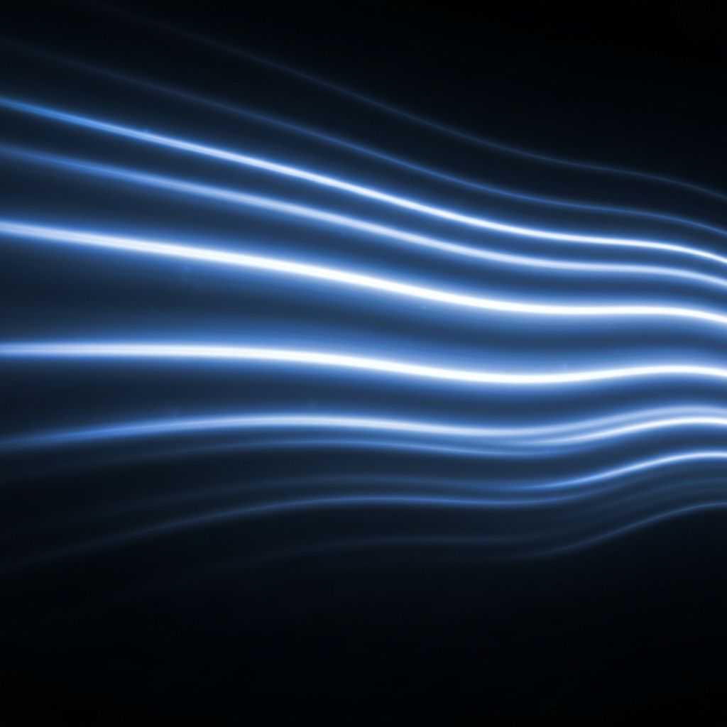 Representação abstrata de trajetórias de luz em movimento horizontal sobre fundo escuro, linhas de luz suave a ilustrar fluxo e direção sem figuras humanas